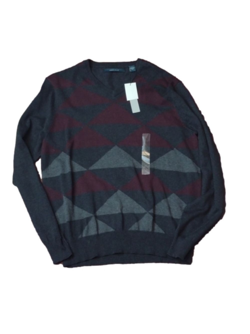 Perry ELLIS - port principles burgundy and gray sweater size large